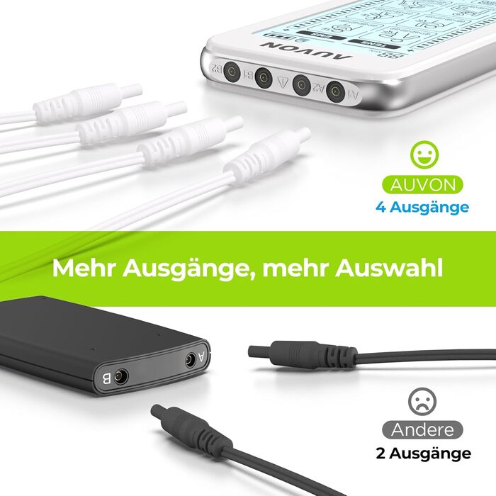 AUVON TENS/EMS масажер для тіла: 24 режими, 10 електродів, зняття болю, терапія, білий