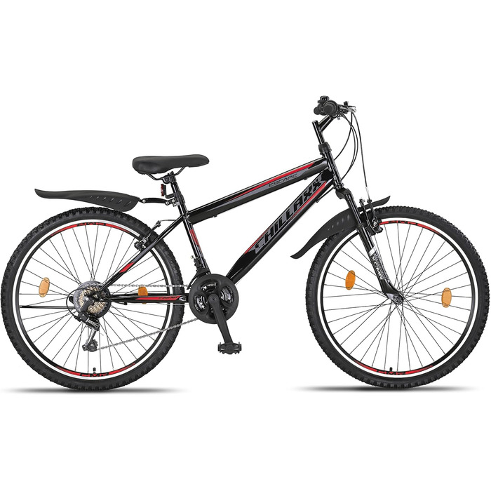 Гірський велосипед Chillaxx Bike Escape 24/26 дюймів, 21 швидкість, для дівчат, хлопців, чоловіків і жінок, чорний-червоний, V-гальма, преміум-якість