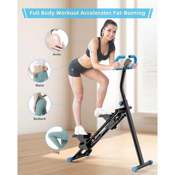 Вертикальний тренажер для кардіо, сходиця для дому, вертикальний альпініст з LCD-дисплеєм, 3 рівні складності, блакитний