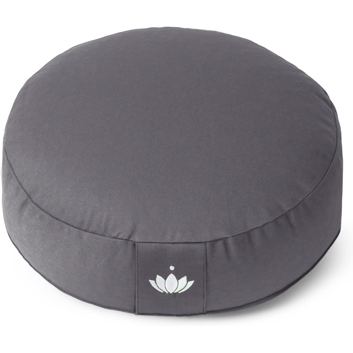 Медитаційне подушення Lotuscrafts® з висотою сидіння 10 см, низьке, з дінковою начинкою, кругле, для йоги та медитації, знімний чохол, сертифікат GOTS