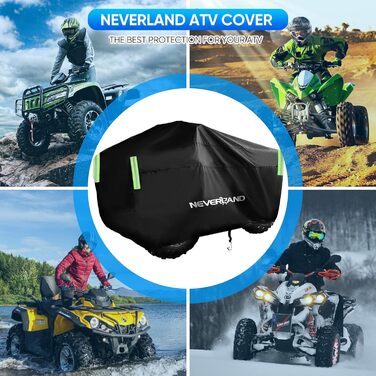 Водонепроникний чохол для квадроцикла NEVERLAND ATV XL (210x120x115 см), захисний покрив з тканини 300D Oxford, стійкий до UV, дощу та пилу, чорний