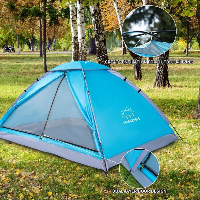 Купол намет для кемпінгу на 1-2 особи, легкий, портативний, водонепроникний, армійного кольору (зелений/синій)