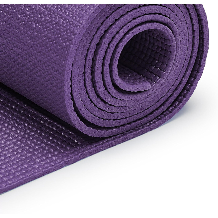 Килимок для йоги Sunny Health & Fitness з неслизькою поверхнею – міцний, стійкий до розривів, легкий, з м'якою підтримкою для йоги, пілатесу, розтяжки, медитації та тренувань на підлозі | Доступний у кількох кольорах (фіолетовий)