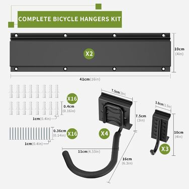 Настінна підставка для велосипедів Housolution 32 дюйми на 4 велосипеда + 3 шоломи, до 136 кг, міцна сталева конструкція, для гаража