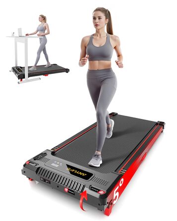 Бігова доріжка Anylife для дому: компактна, з нахилом, LED-дисплеєм, до 150 кг, червона