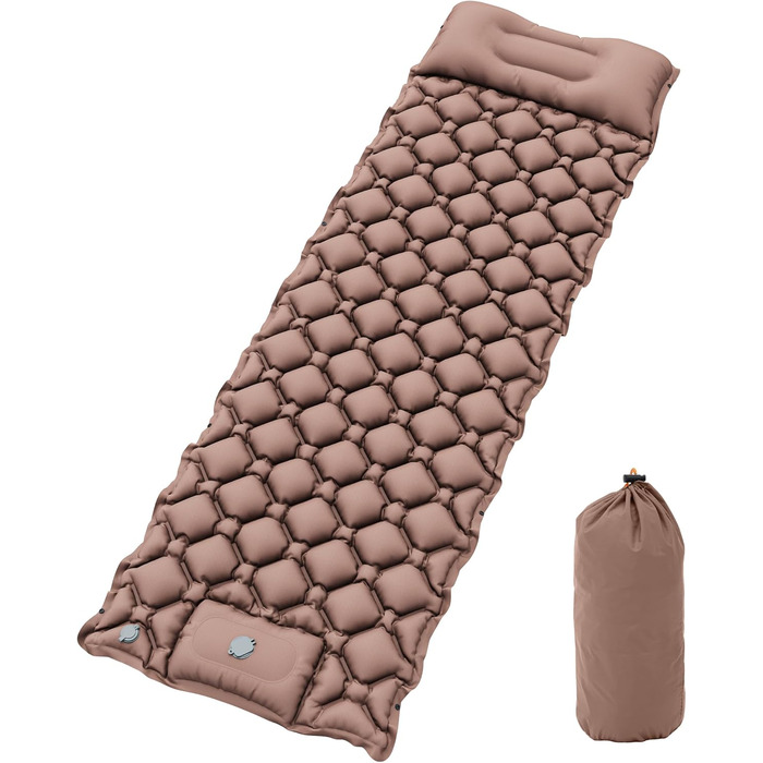 Надувний килимок для кемпінгу YITAHOME з самонадуванням, ультралегкий, з вбудованим насосом та подушкою. Ідеально для відпочинку на природі, подорожей, кемпінгу та піших прогулянок (пустельний жовтий)