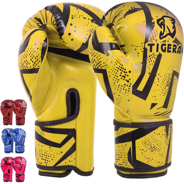 Боксерські рукавички Tigera Kinder для дітей | Kickbox, Muay Thai, спаринги, тренування | Для боксерського мішка, тренувань | Дитячий бокс, рукавички для спарингу, 4oz, жовті