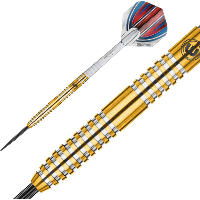 Дротики WINMAU Daryl Gurney 23 г, вольфрамові, сталевий наконечник, комплект з оперенням і держателями, професійні