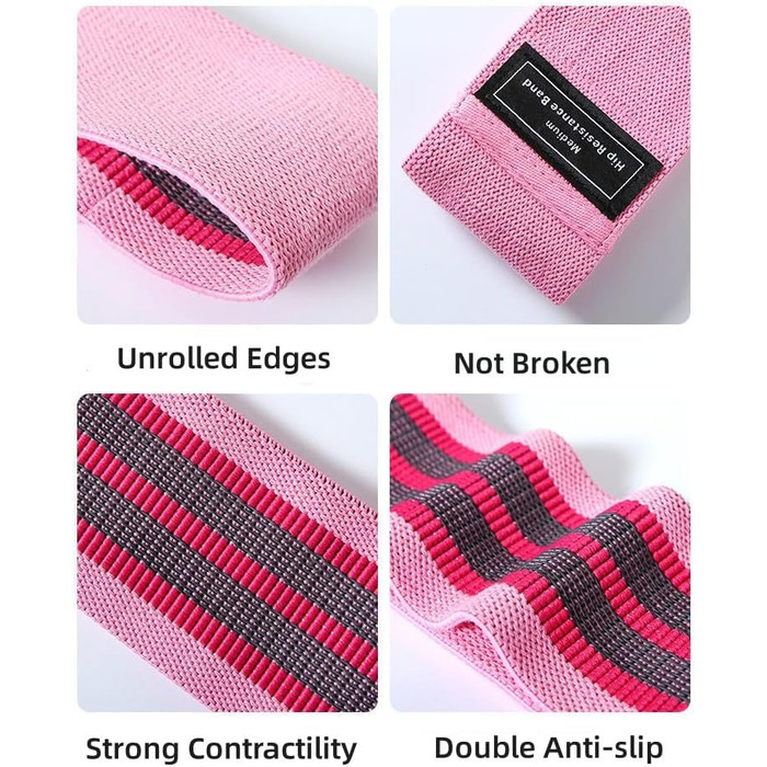 Гумові еластичні стрічки для фітнесу fdsmall 3 шт. (3 рівні опору) для сідниць та стегон, нековзні стрічки для занять йогою, пілатесом та силовим тренуванням