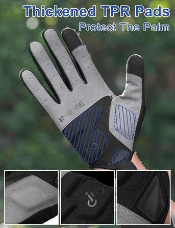 Велосипедні рукавички INBIKE для чоловіків, чорні, розмір L, 2 пальці, сенсорний екран, зносостійкі, дихаючі, світловідбиваючі