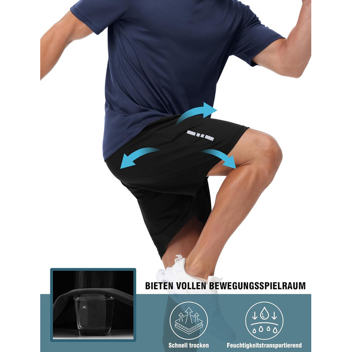 Спортивні шорти чоловічі літні швидковисихаючі. Штани для занять спортом, фітнесу, баскетболу та джогінгу з кишенями. Чорний/Темно-сірий/Чорний/Морський/Сірий (M, Чорний)