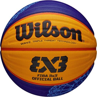 М'яч для баскетболу Wilson FIBA 3X3 Paris 2024, розмір 6, унісекс, жовто-синій-чорний, ігровий, офіційний, WZ1011502XB