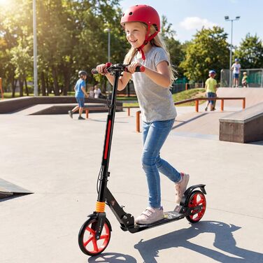 COSTWAY Розкладний самокат для дітей та дорослих, чорний. Регульована висота, дзвінок, підставка, ремінь для перенесення, до 100 кг