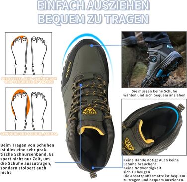 Черевики для хайкінгу чоловічі та жіночі, водонепроникні, туристичні черевики, трекінгові черевики, Outdoor-взуття, зручні, легкі, для кемпінгу, зелені (43 EU, чорні)