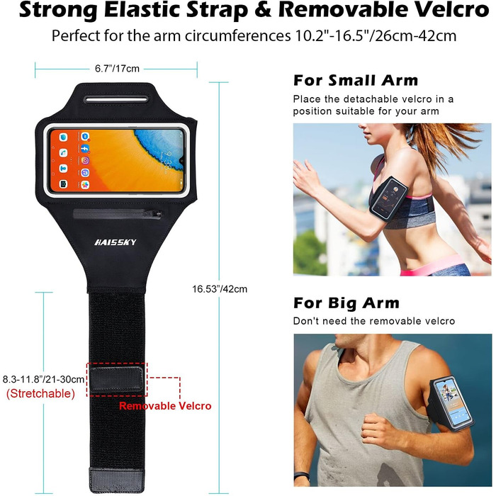 Спортивний браслет Haissky з кишенькою для навушників - чохол для телефону на руку для iPhone та Huawei