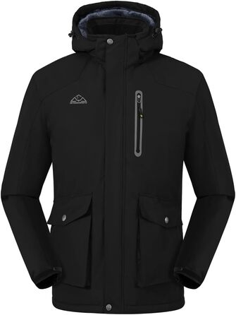 Чоловіча зимова куртка-фліска з капюшоном, Windjacke, Softshell для туризму та активного відпочинку, чорний колір