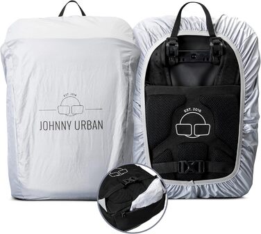 Велосумка-рюкзак Johnny Urban Phil 2в1 для багажника, водовідштовхувальна, з дощовим чохлом, чорна, для чоловіків і жінок, з відбивачами
