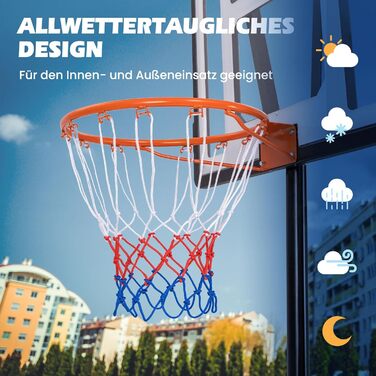 Баскетбольне кільце Gymax Ø 45/37 см з сіткою та кріпленням для вулиці та залу