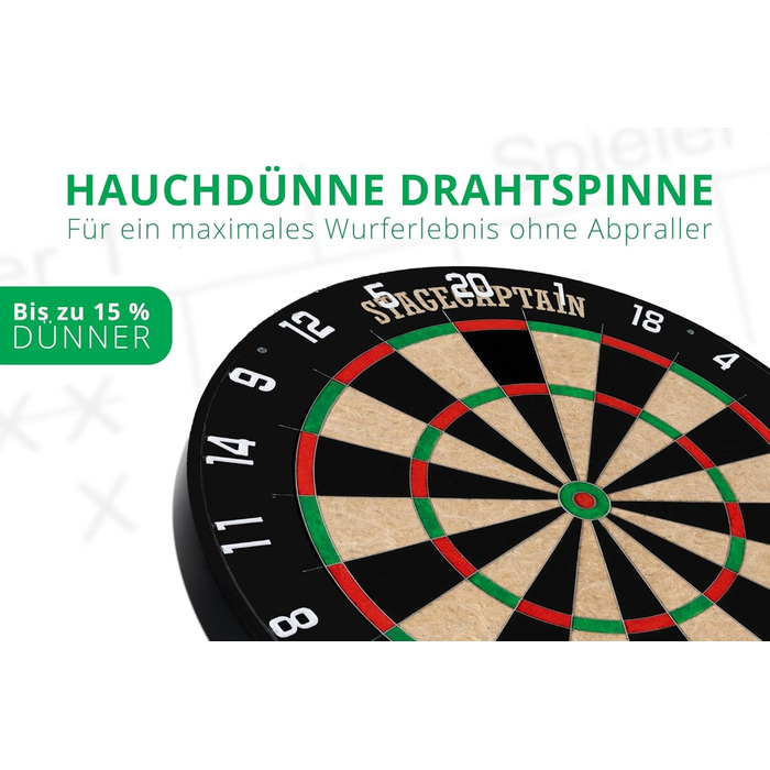 Дартборд Stagecaptain DBS-1715C Bullseye Champion з дротами – професійна стілдардс-дошка з сизалю з 6 дротиками та 4 наборами хвостовиків