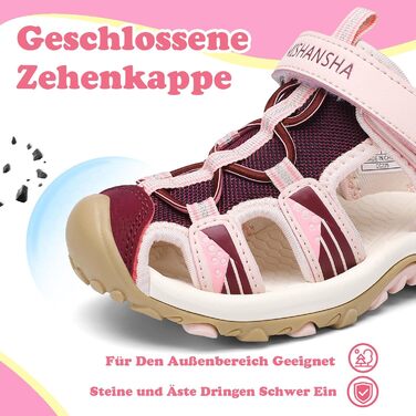 Сандалі Mishansha закриті для дівчаток, літні трекінгові, дитячі, дихаючі, розмір 25 EU, рожеві