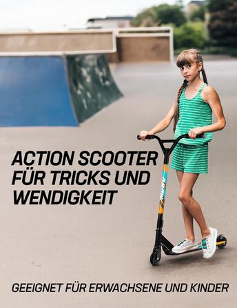 MUWO Halfpipe Stunt Scooter - Станкт-скутер Halfpipe для трюків та екстриму. З антиковзною платформою, гнучкою гальмівкою та 360° поворотом. Підходить для дітей та дорослих. Помаранчевий колір