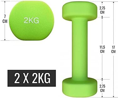 GORILLA SPORTS® Набір гантелей 12 кг з кейсом, нековзкі неопрена, 2×1 кг, 2×2 кг, 2×3 кг, для фітнесу, аеробіки та силових тренувань