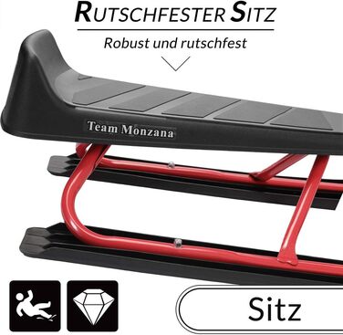 Дитячий санний боб Monzana SR 400red - 75 кг, з гальмом, спинкою та ручкою
