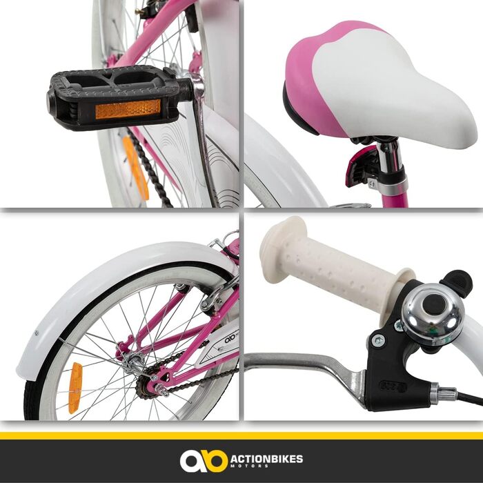 Дитячий велосипед Actionbikes Cruiser 20 дюймів з крилами, дзвіночком і відбивачами, для хлопчиків і дівчаток 6-9 років