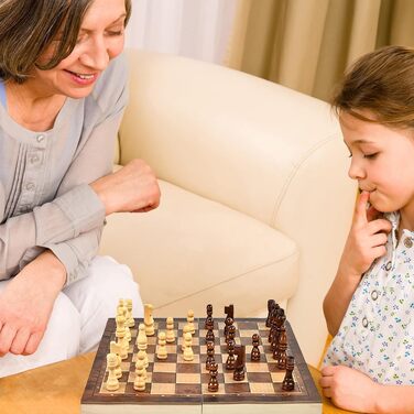 Дерев'яний шаховий набір 3 в 1, складаний, міжнародні шахи, для подорожей, вечірок, сім'ї, дітей та дорослих, 39x39 см