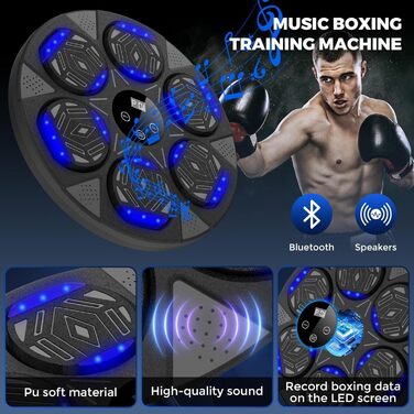 Музичний бокс-машина LeuKoles з Bluetooth, LED-підсвіткою, для боксу зі стінним монтажем, 7 режимів, з боксерськими рукавичками, електронна