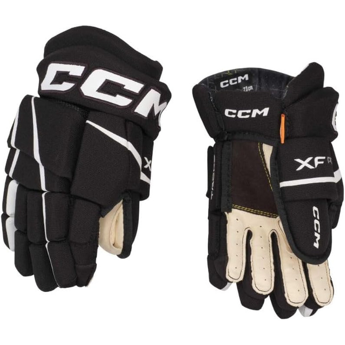 Хокейні рукавички CCM Tacks XF Pro для дітей, чорні/білі, 9 дюймів