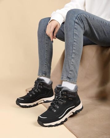 Зимові черевики для жінок: теплі трекінгові черевики, снігоступи, розмір 36-41 (чорно-білі, 39 EU)