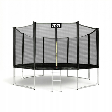 Батут Aga SPORT PRO 366 см, чорний + захисна сітка + драбина