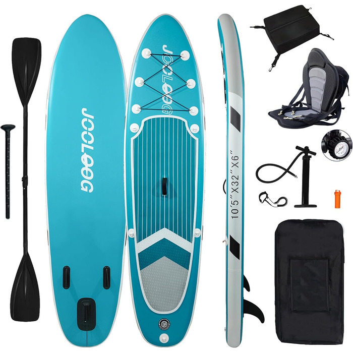 Надувний SUP Board JOOLOOG Stand Up Paddle Board (сапборд) для дорослих та підлітків, 300 кг, 10'2/10'5, 320 x 81 x 15 см (з сидінням 315 x 80 x 15 см)