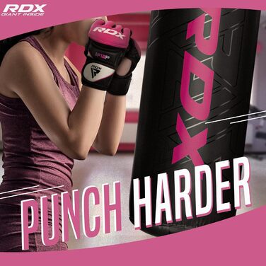 Жіночі MMA рукавички RDX з Maya Hide шкіри для єдиноборств, тренувальні рукавички для спарингу, кікбоксингу, греплінгу, боксу, муай-тай, рожеві, розмір L