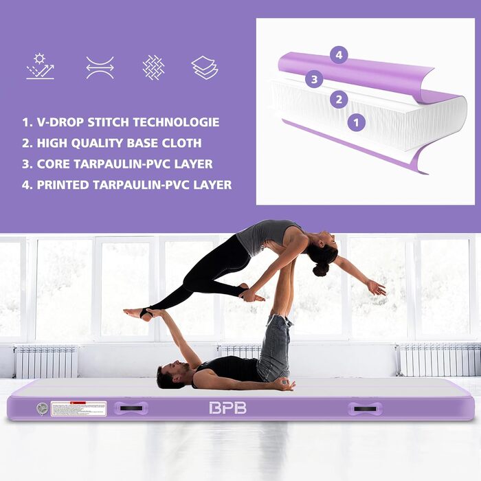 Надувна гімнастична матка BPB Air Matte Track, 3 м: для тренувань, йоги, челедингу, пілатесу