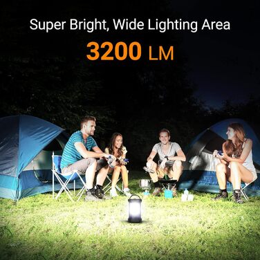 Ліхтар кемпінговий LED, 3200LM, Power Bank 4600mAh, 5 режимів, регулювання яскравості, Navy Blue