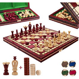 Шахи та шашки Great Kingdom Master of Chess, червоні, 35 см, ручна робота, дорожній комплект для дітей і дорослих