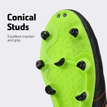 Чоловічі футбольні бутси DREAM PAIRS для тренувань та гри на траві. Професійні шипові бутси, чорний, зелений, червоний, 41 EU