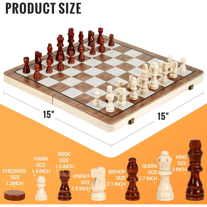 Магнітний набір для гри в шахи з дерева HAVNIDY, ручної роботи, складаний, з місцем для зберігання, для подорожей та сімейних ігор