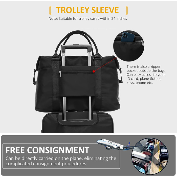 Спортивна сумка LOVEVOOK для жінок: дорожня, базова, для плавання, фітнесу, клініки, 30L, чорна