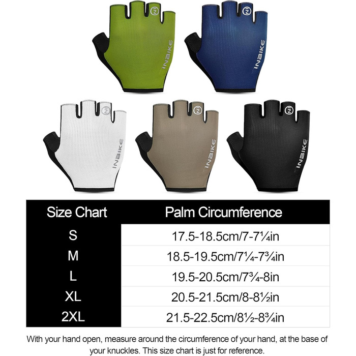 Велосипедні рукавички Inbike Kurz - короткі півпальцеві рукавички для MTB, дихаючі літні рукавички, 5 кольорів, чорний & морський (M, PLAM=18.5-19.5cm)