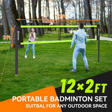 Набір для бадмінтону вуличний 3.66м Schwarz: 2 ракетки, 3 волани, сумка, сітка - для пляжу, подвір'я