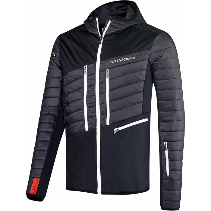 Чоловіча лижна куртка Black Crevice для гірських походів, тепла зимова куртка з нейлону, водонепроникна та вітрозахисна, з високою свободою рухів, чорно-біла (S, чорний)