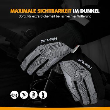 Зимові рукавички HIKENTURE: водонепроникні, для їзди на велосипеді, катання на лижах, чоловічі/жіночі, термо, чорно-сірий, розмір L