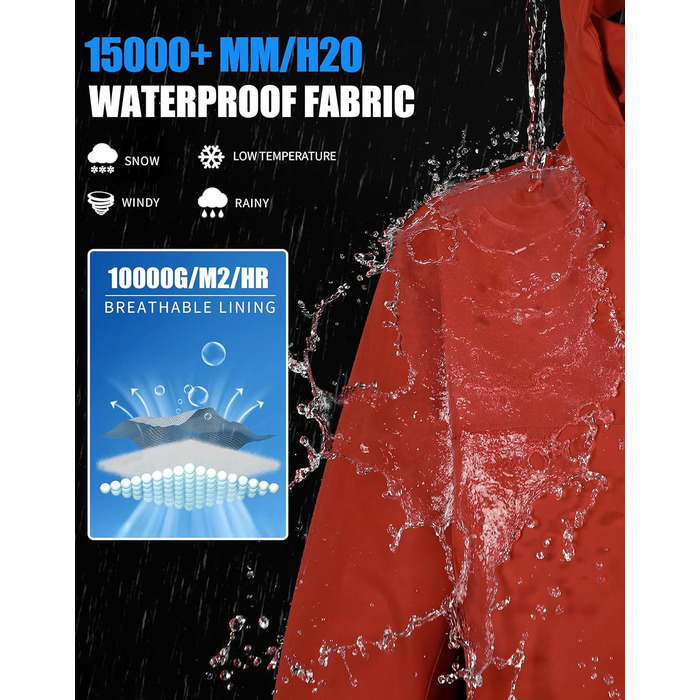 Чоловіча лижна куртка водонепроникна тепла дихаюча для сноуборду та зими з капюшоном Outdoor