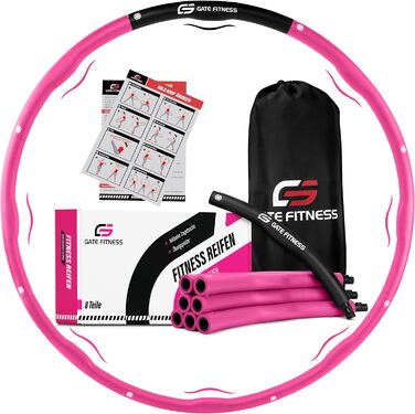 Хула-хуп обруч GATE FITNESS для дорослих та дітей | 1.2-2 кг | 6-8 сегментів | Фітнес-обруч з піною Pink-Schwarz