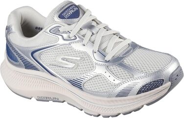 Кросівки Skechers Go Run Consistent 2.0 Volt для жінок (38 EU, срібляна шкіра, темно-синя окантовка)