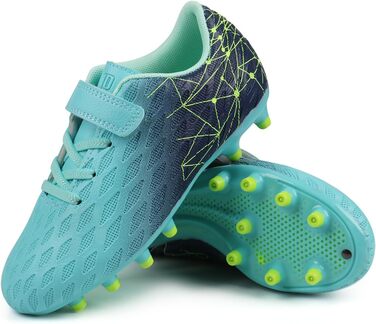 Дитячі футбольні бутси JABASIC Firm Ground для хлопчиків та дівчаток (26 EU, Зелений, Темно-синій)