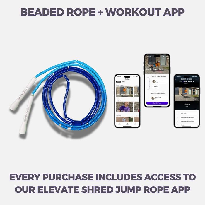 Стрибкове канат Elevate Rope Professionelles Perlen - 3м, регульований, якісні намистини та полішнур - для фрістайлу, кардіо та трюків, підходить для будь-якого рівня та використання в приміщенні/на вулиці